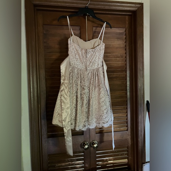 City Studio Macy’s Brand Strapless Gold Zip Dress NWT Lace W/ Rose Size 1 Women - Picture 4 of 7